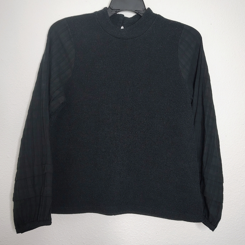 Madewell Women's Black Balloon Sleeves High Neck Sz L